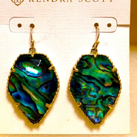 NWOT RARE & Retired Kendra Scott Corley Earrings Abalone Yellow Gold INCREDIBLE! - Picture 7 of 11